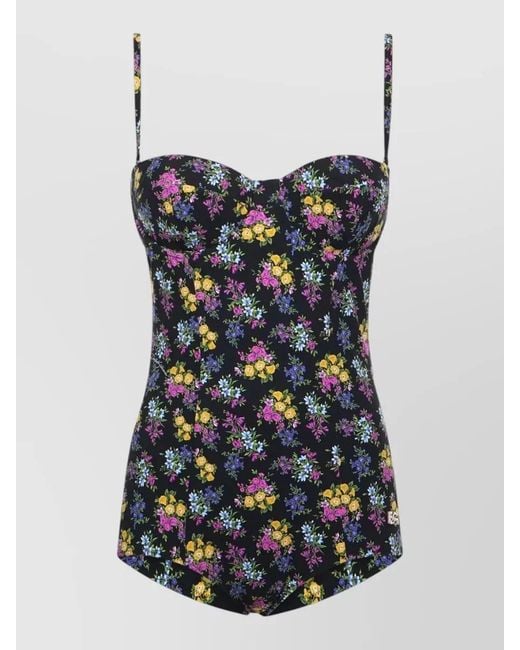 Dolce & Gabbana Multicolor Floral-Print Padded One-Piece Swimsuit
