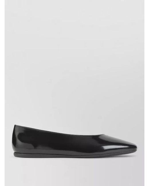 Prada Black Ballerina Loafer Brushed Leather Square Toe