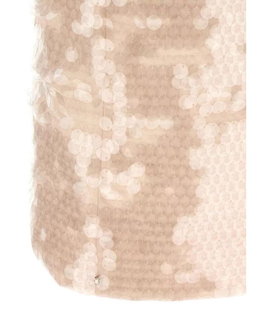Sportmax White Strapless Sequin Embellished Midi Dress