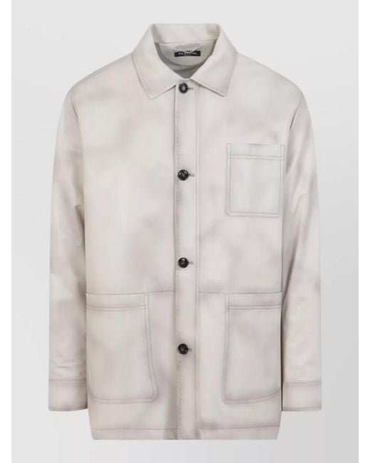 Kiton White Lamb Leather Jacket for men