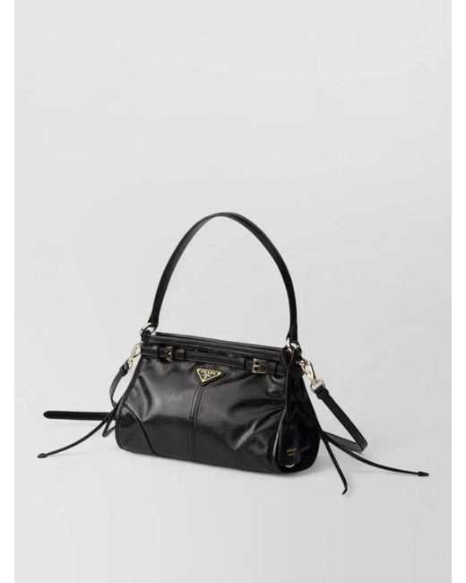 Prada Black Bonnie Small Leather Shoulder Bag Hobo