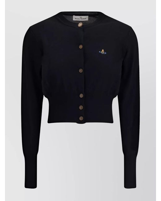 Vivienne Westwood Blue Bea Cropped Cardigan With Ribbed Structure