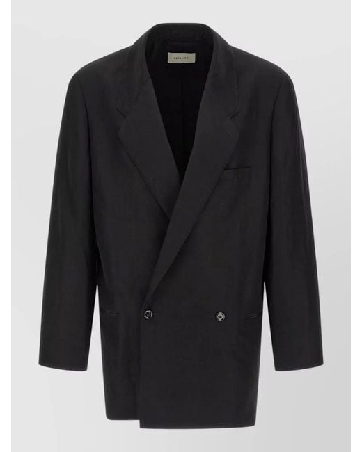 Lemaire Black Tailored Double Breasted Blazer Chest Pocket for men