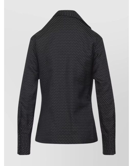 Dries Van Noten Black Viscose Geometric-Print Ruffled Wrap Blouse