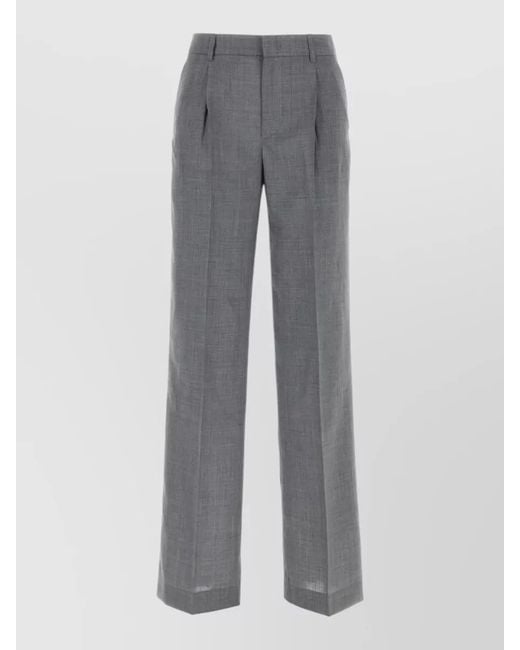 PT Torino Gray Lola Wool Tailored High Waist Wide Pants