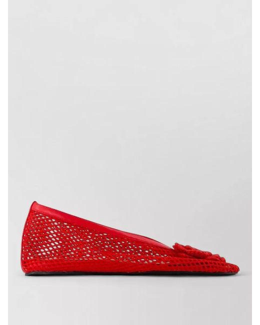 Ganni Red Jenny Flower Mesh Ballerinas Synthetic Design