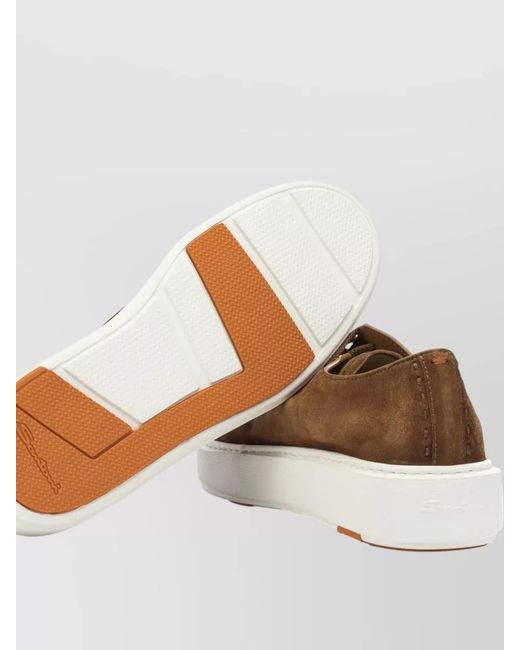 Santoni Brown Leather Low-Top Sneakers