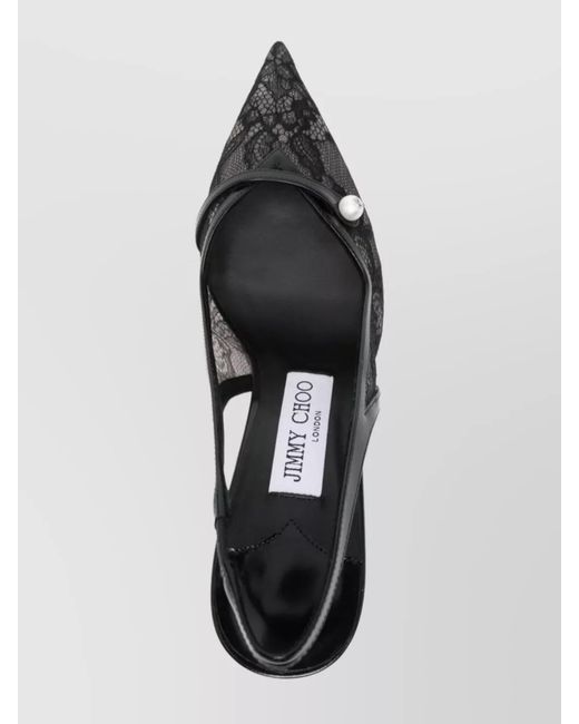 Jimmy Choo Metallic Patent Leather Lace Appliqué Slingback Pumps