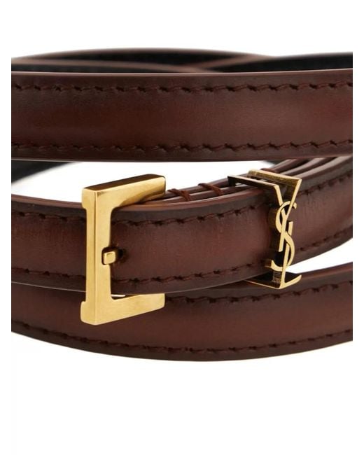 Saint Laurent Gray Leather Belt Adjustable Length Refined Design