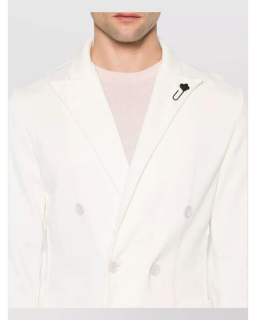 Lardini Natural Cotton Double-Breasted Knitted Blazer for men
