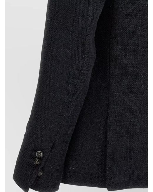 Maurizio Miri Black Linen Blend Double Breasted Blazer for men