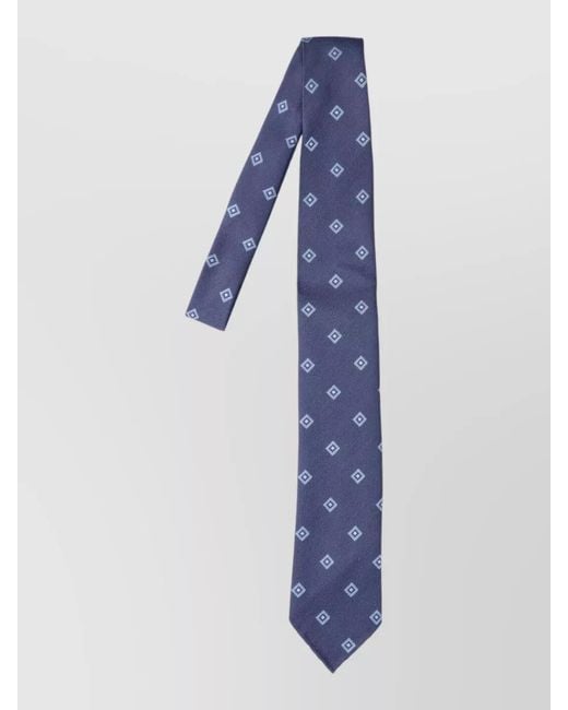 Cesare Attolini Blue Slim Necktie Standard Length Diamond Pattern for men