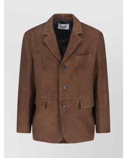 TONYWACK Brown Contemporary Jacket With Notched Lapel And Pockets for men