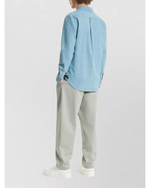 Maison Kitsuné Blue Profile Fox Cotton Long Sleeve Shirt for men