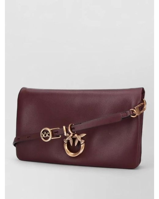 Pinko Purple Clutch Bag Detachable Strap Tone Hardware