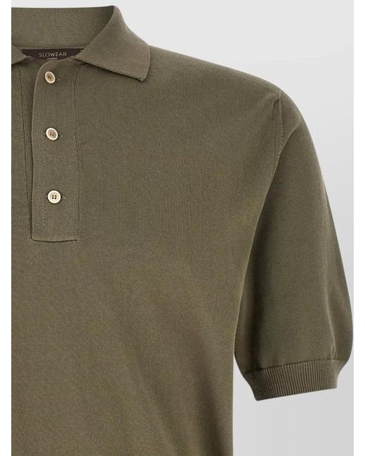 Zanone Green Knit Shirt Polo Collar Ribbed Cuffs Hem for men
