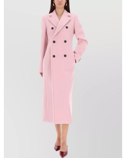 Sportmax Pink Virgin Wool Double Breasted Coat