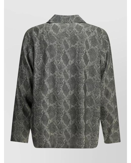 Needles Gray Western Snakeskin Shirt Long Sleeves Collar for men