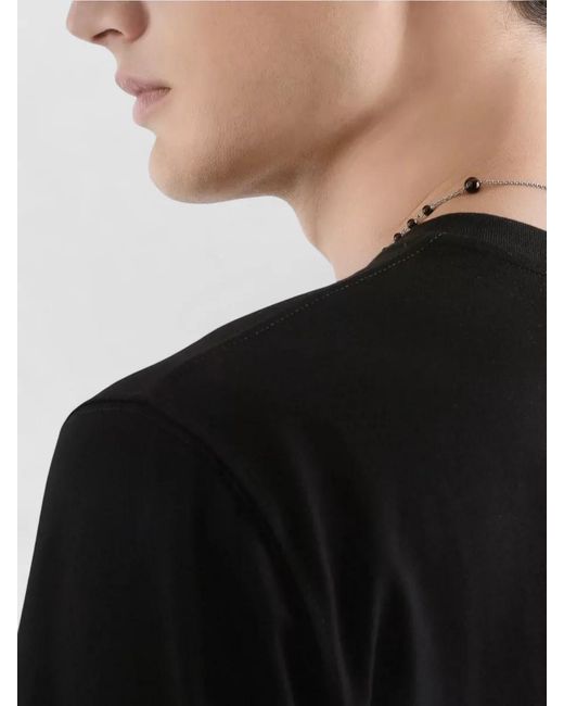 Dolce & Gabbana Black Cotton T-Shirt With Embroidery for men