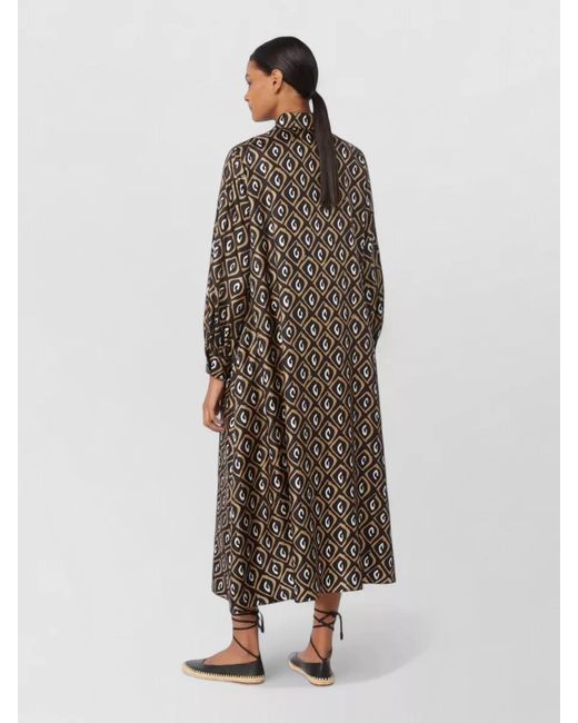 Max Mara Multicolor Silk Twill Shirt Dress A Line Cut