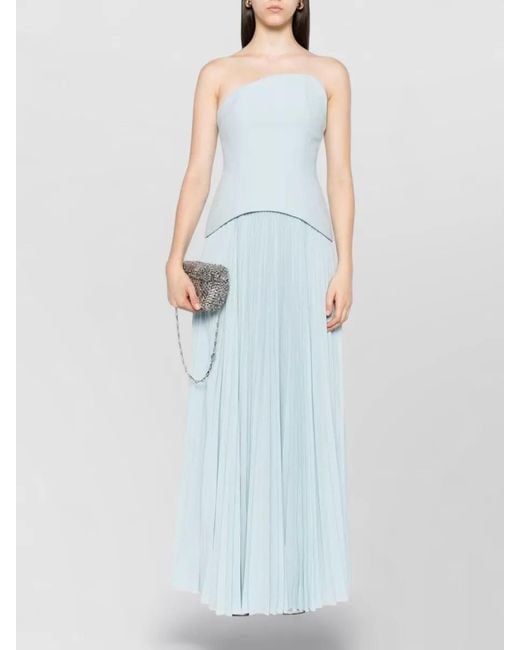 Solace London Blue Britt Maxi Dress Strapless Pleated A Line