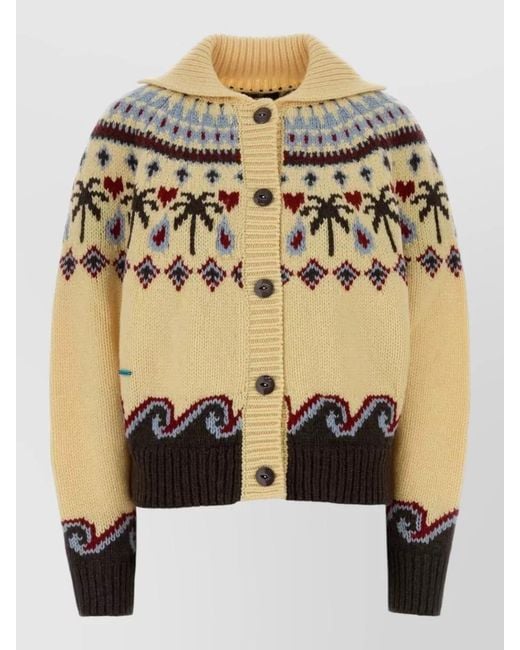 Alanui Metallic Wool Cardigan Embroidery Cropped Pattern Collar