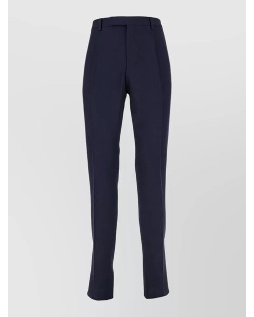 Lardini Blue Tailored Pants Back Pockets Belt Loops Creased for men