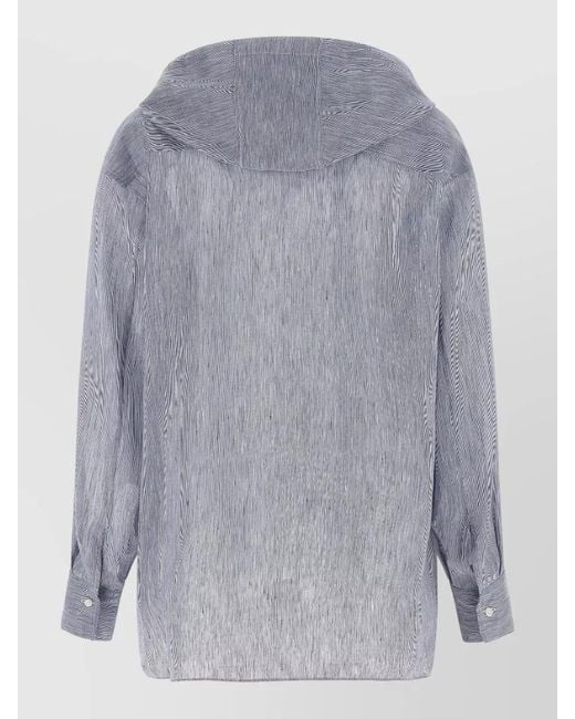 Brunello Cucinelli Gray Relaxed Hooded Shirt Linen Silk Blend