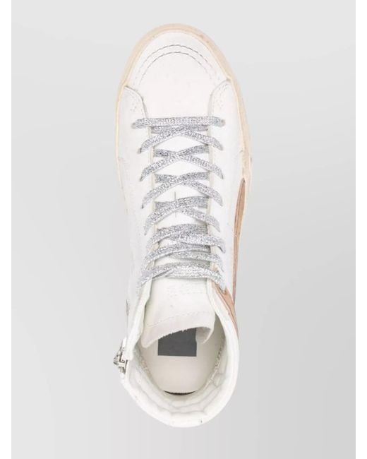 Golden Goose Deluxe Brand White Leather Panelled Hi-Top Sneakers