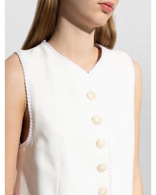 Etro White Linen Button-Down Waistcoat