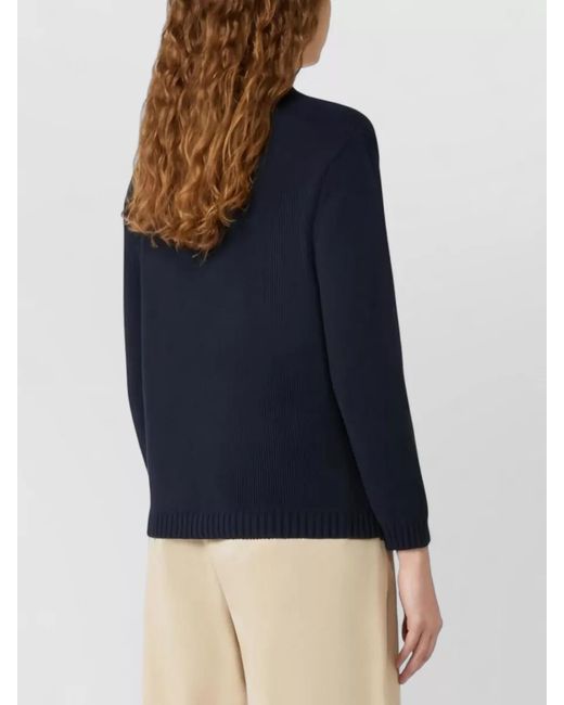 Weekend by Maxmara Blue Graphic Crew Neck Long Sleeve Top
