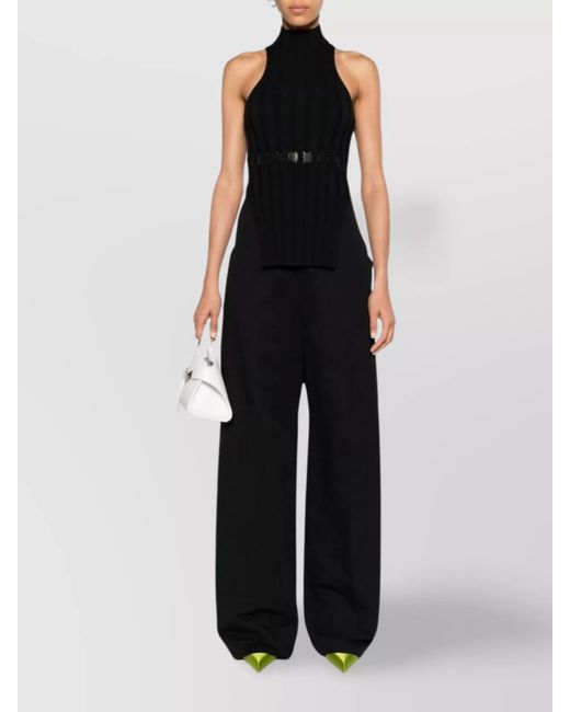 Sportmax Black High-Rise Wide-Leg Trousers