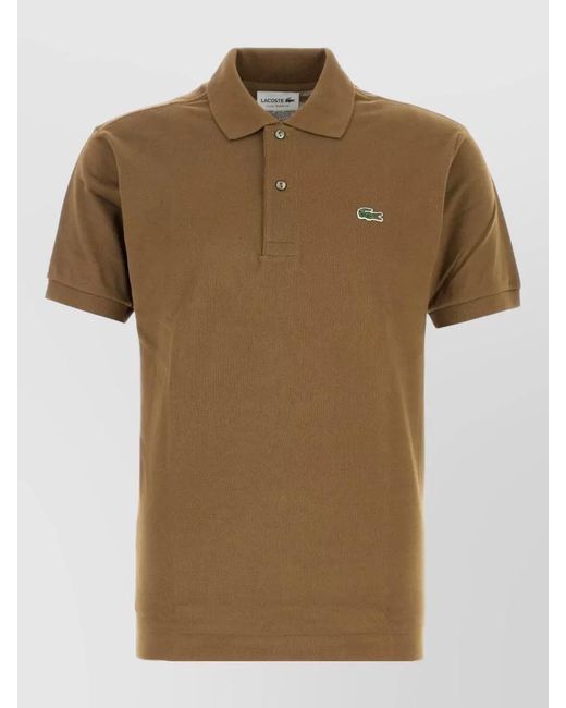 Lacoste Brown Piquet Polo Shirt Short Sleeves Collar for men