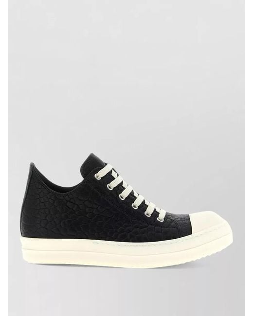 Rick Owens Black Lace Up Sneakers Hammered Leather Sole Contrast for men