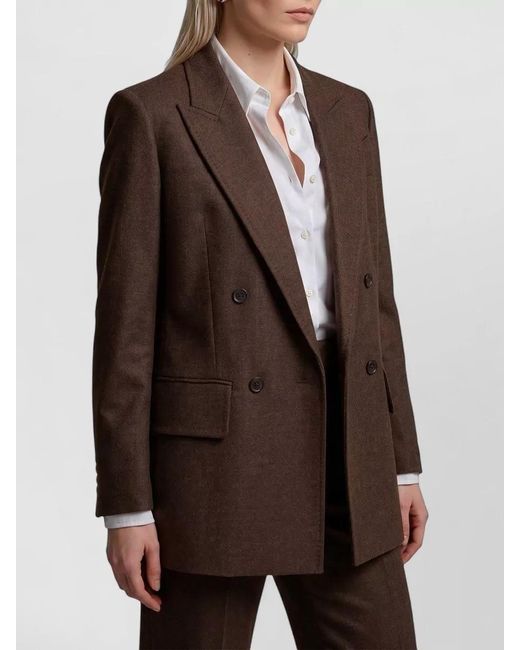 Max Mara Brown Virgin Wool Double-Breasted Suit Jacket