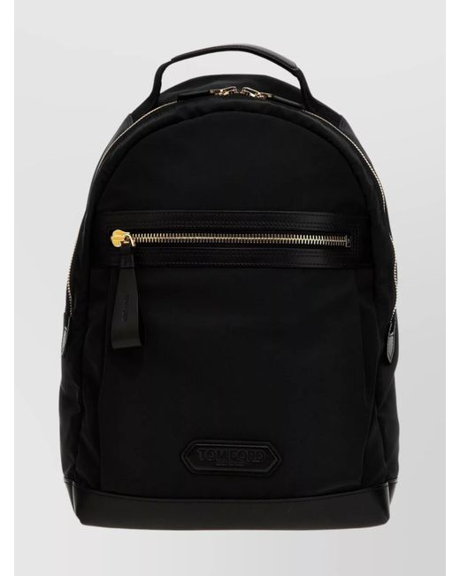 Tom Ford Black Leather Trim Backpack for men