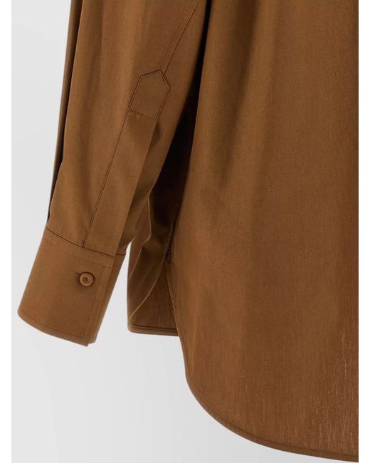 ARMARIUM Brown Candela Blouse Straight Cut Collar Buttoned Cuffs