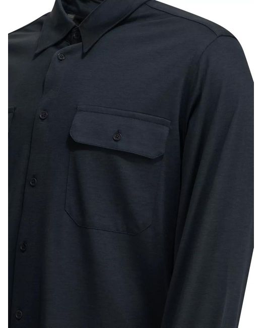 Tom Ford Blue Silk Military Shirt for men