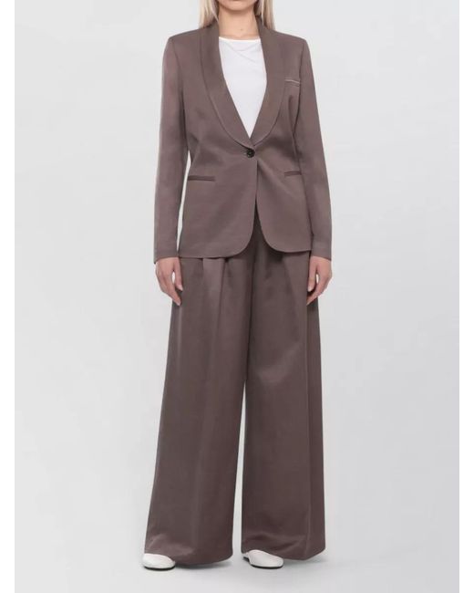 Peserico Brown Linen Viscose Long-Sleeve Blazer