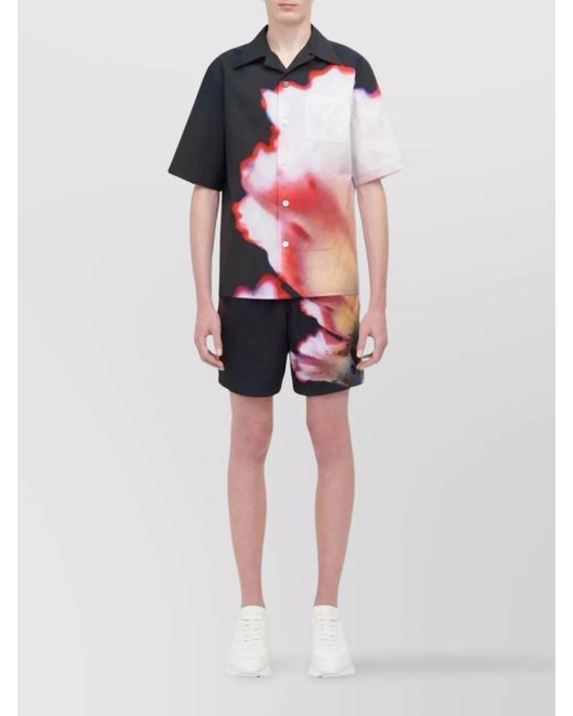McQueen Multicolor Shirt Floral Print Chest Pocket for men