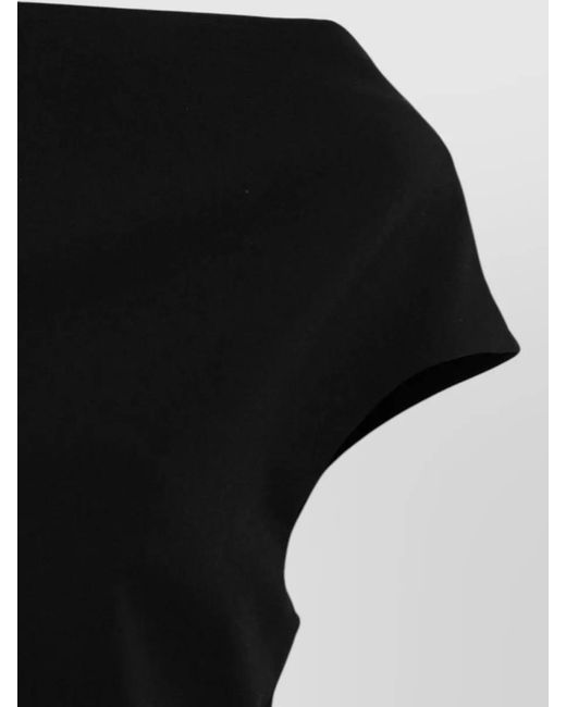 P.A.R.O.S.H. Black Midi Dress A Line Silhouette Ruching
