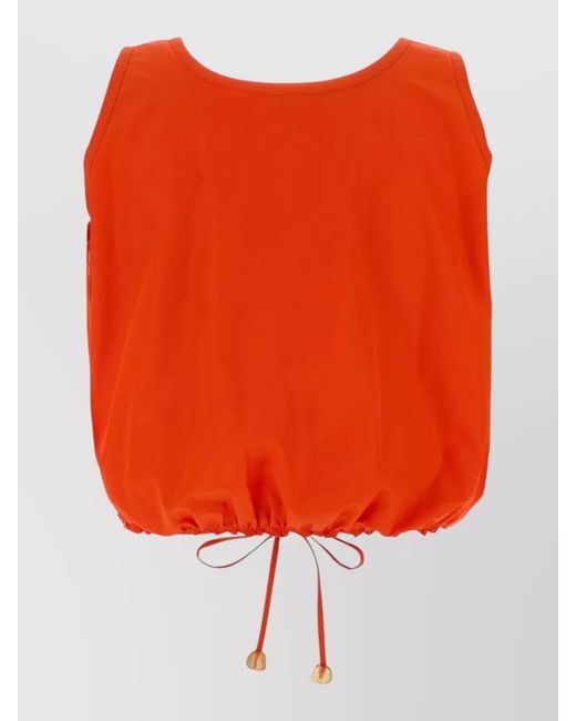 Loewe Red Poplin Cropped Sleeveless Top Ibiza Edition