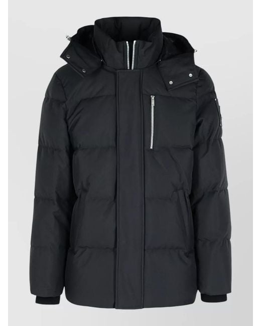 Moose Knuckles Black Cloud 3Q Hooded Nylon Down Jacket for men