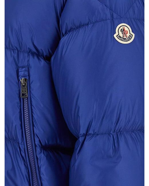 Moncler Blue Rivau Hooded Down Jacket Quilted Zip Pockets for men