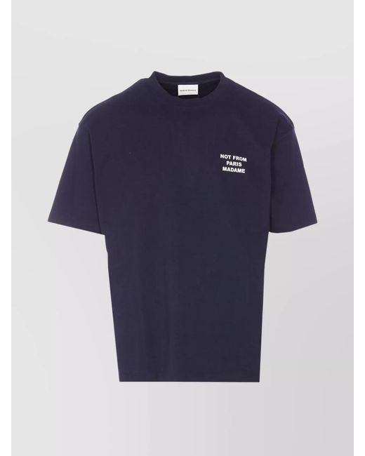 Drole de Monsieur Blue Crew Neck Printed Text Slogan T-Shirt for men