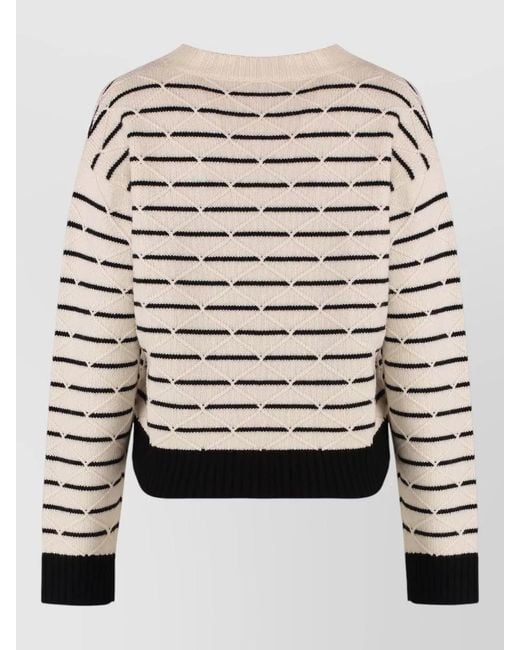 Max Mara Gray Gettone Wool Cashmere Stripe Knit Sweater