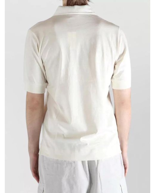 Dries Van Noten White Short Sleeves Polo Shirt Ribbed Cuffs for men