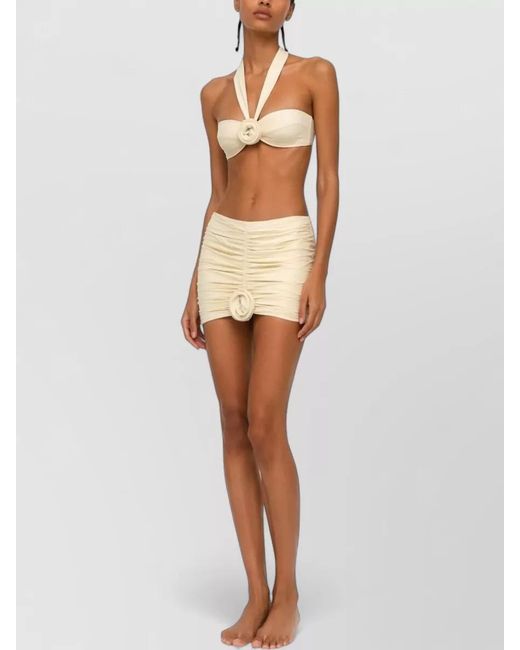 LaRevêche Natural Lillibet High Waist Skirt Rosette Detail