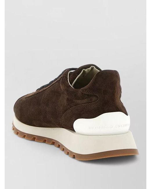 Brunello Cucinelli Multicolor Runners Lace Up Sneakers Suede Shiny Tab