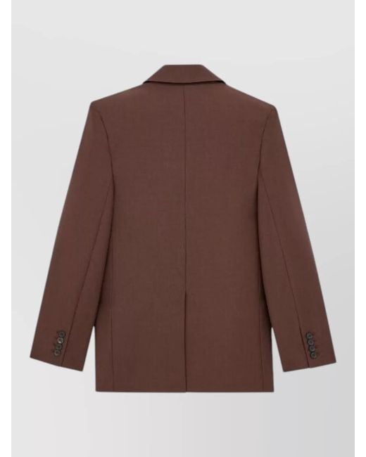 Saint Laurent Brown Double Breasted Jacket Peak Lapel Design